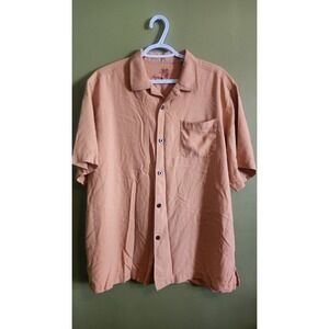Tommy Bahama Men's 100% Silk Camp Shirt Short Sleeve Coral Rust Orange Size L